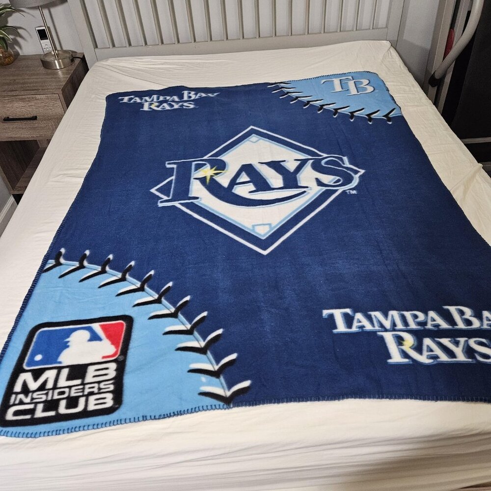 Tampa Bay Rays Throw Blanket Blue 63x48 MLB Baseball Insiders Club Fleece